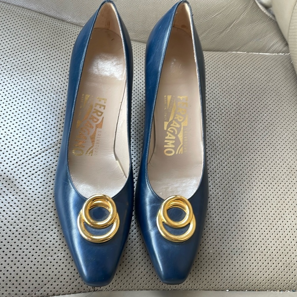 Salvatore Ferragamo navy blue heels